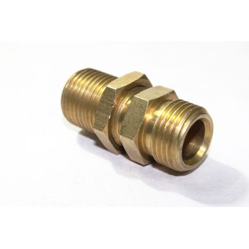 Brass Bulkhead Hex Nipple Adapter Male End